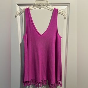 Lilly Pulitzer drapey tassle pink/fuschia tank - V neck front and back
